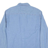 PORT AND COMPANY Mens Blue Denim Shirt L Cotton Blend Lightweight Long Sleeve
