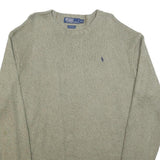 POLO RALPH LAUREN Mens Grey Plain Cotton Jumper Crew Neck Basic Knit 2XL
