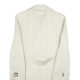 FREY Mens White Cotton Blend Coach Coat M Classic Fit Button Closure Long Sleeve