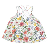 HOLLISTER Womens White Floral Print Strappy Sleeveless Top M Lightweight