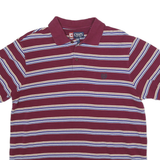CHAPS Mens Maroon & White Striped Short Sleeve Polo Shirt M Classic Fit