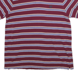 CHAPS Mens Maroon & White Striped Short Sleeve Polo Shirt M Classic Fit