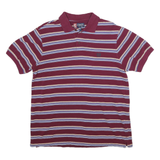 CHAPS Mens Maroon & White Striped Short Sleeve Polo Shirt M Classic Fit