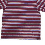 CHAPS Mens Maroon & White Striped Short Sleeve Polo Shirt M Classic Fit