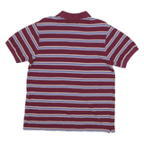 CHAPS Mens Maroon & White Striped Short Sleeve Polo Shirt M Classic Fit
