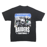 Mens Black Raiders Football Graphic T-Shirt M Short Sleeve Crew Neck Retro