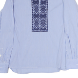 CHAPS Womens Blue & White Striped Printed Shirt Long Sleeve Collared M Cotton