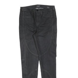 GUESS Womens Cotton Blend Black Slim Slim Leg Trousers W28 L30 Stylish Zip