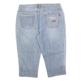 NEW FAME LEO Mens Light Blue Denim Casual Shorts L W34 Star Embroidery