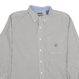 CHAPS Mens Grey & White Check Shirt XL Button-Down Collar Long Sleeve Cotton
