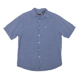 NAUTICA Mens Blue Check Shirt M Cotton Blend Casual Button-Down Short Sleeve