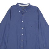 NAUTICA Mens Blue Button-Down Cotton Shirt 2XL Logo Pocket Casual Stylish