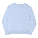 TOMMY HILFIGER Mens Light Blue Plain V-Neck Basic Knit Jumper L Cotton Blend