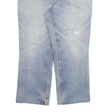 CARHARTT Mens Regular Fit Blue Denim Jeans W34 L28 Distressed Cotton Blend Zip