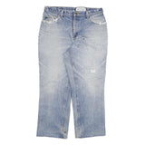 CARHARTT Mens Regular Fit Blue Denim Jeans W34 L28 Distressed Cotton Blend Zip