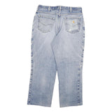CARHARTT Mens Regular Fit Blue Denim Jeans W34 L28 Distressed Cotton Blend Zip