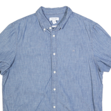 CALVIN KLEIN Mens Blue Button-Down Short Sleeve Shirt L Casual Summer Cotton