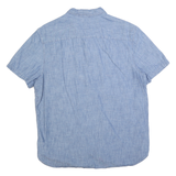 CALVIN KLEIN Mens Blue Button-Down Short Sleeve Shirt L Casual Summer Cotton