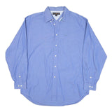 TOMMY HILFIGER Mens Blue Regular Fit Cotton Blend Shirt L Casual Long Sleeve