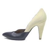 BALENCIAGA Womens Black & Cream Pointed Toe Court Heels Synthetic UK 4 Stylish