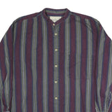 GREATLAND Mens Blue & Maroon Stripe Shirt M Casual Button Collar Cotton