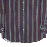 GREATLAND Mens Blue & Maroon Stripe Shirt M Casual Button Collar Cotton