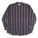 GREATLAND Mens Blue & Maroon Stripe Shirt M Casual Button Collar Cotton