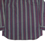 GREATLAND Mens Blue & Maroon Stripe Shirt M Casual Button Collar Cotton