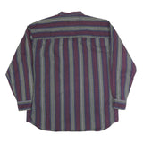 GREATLAND Mens Blue & Maroon Stripe Shirt M Casual Button Collar Cotton