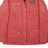 BARBOUR INTERNATIONAL Womens Red Quilted Jacket UK 12 Polyester Blend Zip
