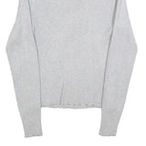 Womens Grey Plain Cotton Blend Casual Jumper Crew Neck Tight Knit M Lightweight