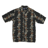 PURITAN Mens Black & Brown Viscose Casual Shirt S Short Sleeve Button