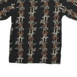 PURITAN Mens Black & Brown Viscose Casual Shirt S Short Sleeve Button
