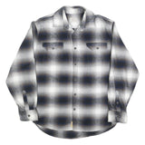JACHS Mens Blue Black White Plaid Shirt L Cotton Blend Casual Button Front