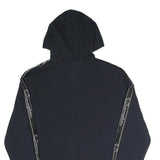 CHAMPION Mens Navy Blue Hoodie M Cotton Blend Pullover With Logo Tape