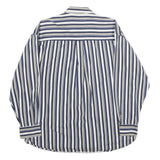 TRIBUTE Mens Blue Beige Stripe Shirt XL Cotton Long Sleeve Casual Buttoned