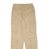 Womens Beige Cotton Blend Regular Fit Cargo Trousers W27 L30 Utility Pockets Zip