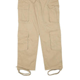 Womens Beige Cotton Blend Regular Fit Cargo Trousers W27 L30 Utility Pockets Zip