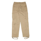 Womens Beige Cotton Blend Regular Fit Cargo Trousers W27 L30 Utility Pockets Zip