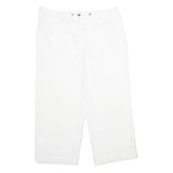 Womens White Regular Fit Drawstring Cotton Blend Trousers W34 L26 Casual Summer