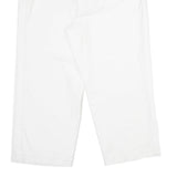 Womens White Regular Fit Drawstring Cotton Blend Trousers W34 L26 Casual Summer