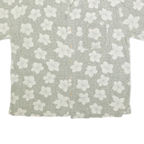 CARBON Mens Green & Cream Cotton Hawaiian Shirt L Casual Summer Beachwear