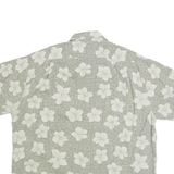 CARBON Mens Green & Cream Cotton Hawaiian Shirt L Casual Summer Beachwear