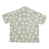 CARBON Mens Green & Cream Cotton Hawaiian Shirt L Casual Summer Beachwear