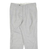 Womens Grey Wool Regular Fit Straight Trousers W30 L26 Classic Zip Closure