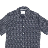 CALVIN KLEIN Mens Navy Blue & White Printed Shirt S Cotton Blend Casual Summer