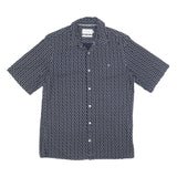 CALVIN KLEIN Mens Navy Blue & White Printed Shirt S Cotton Blend Casual Summer