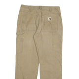 CARHARTT Mens Regular Fit Beige Cotton Blend Denim Zip W32 L30 Workwear Jeans