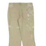CARHARTT Mens Cotton Blend Beige Workwear Regular Leg Trousers W32 L30 Durable
