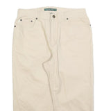 LAUREN RALPH LAUREN Womens Cotton Blend Beige Regular Straight Trousers W32 L21